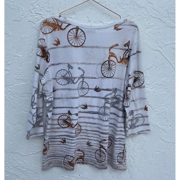 Weekends By Chicos Womens Pullover 3/4 Sleeve Motorcycle Top Blouse Sz 3 - Picture 3 of 9